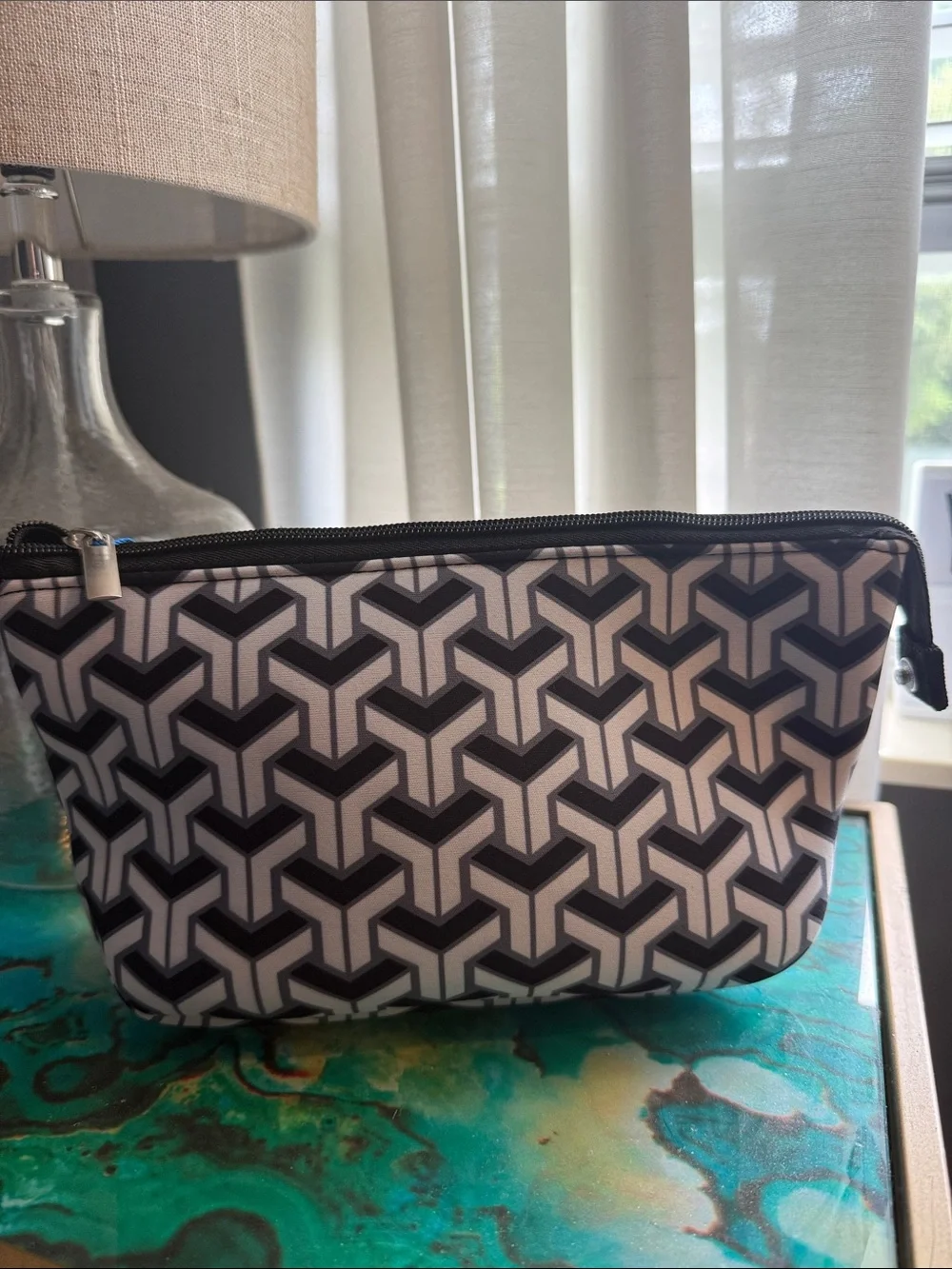 Black and White Geometric Women’s Travel Pouch
